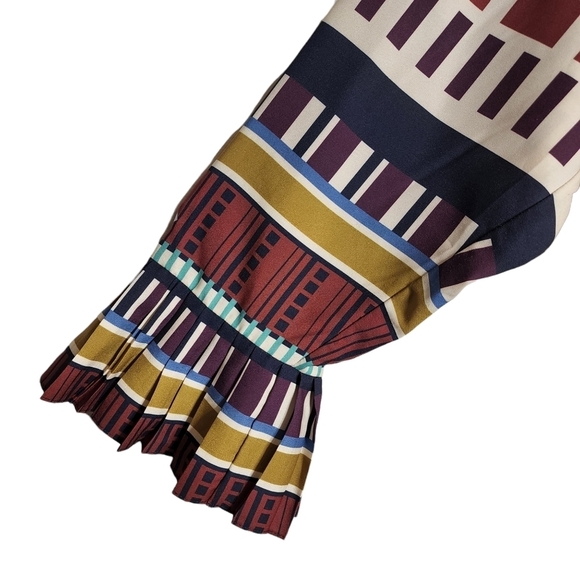 Eloquii Multicolored Pleated Dress Long Sleeve Flare Pleat Cuff Est Size 2X - Picture 8 of 16